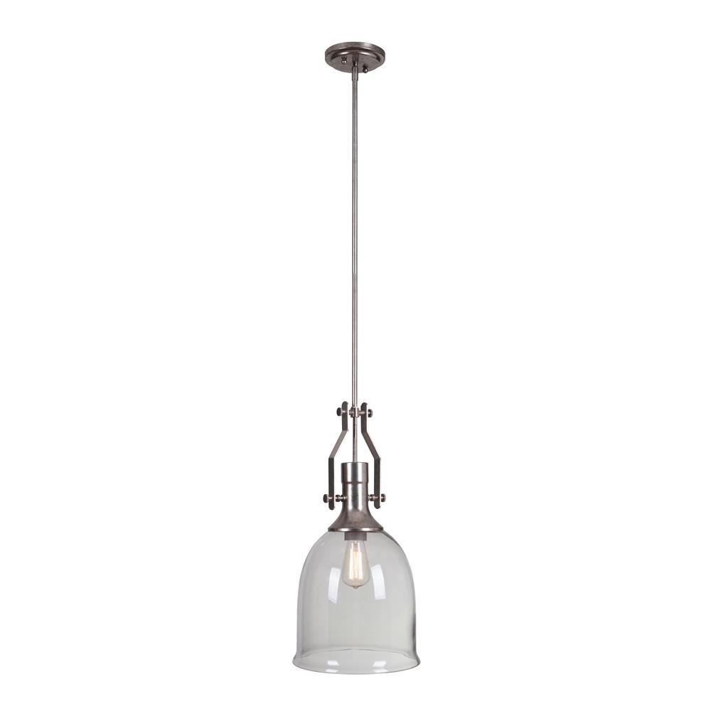 Craftmade P565TS1 1 Light Mini Pendant with Rods in Tarnished Silver with Clear Glass
